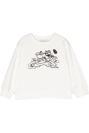 MONNALISA Pink Panther-embroidered cotton sweatshirt