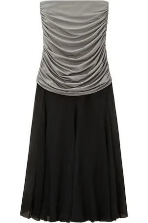 Tory Burch Ruched silk midi skirt