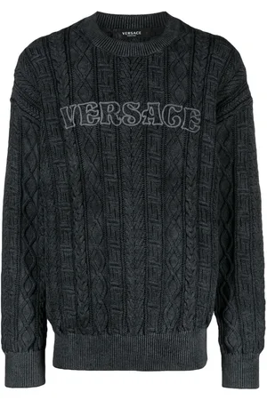VERSACE Greca cable-knit jumper