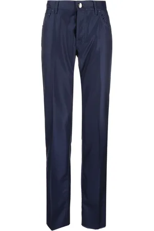 corneliani Logo-embroidered virgin wool trousers