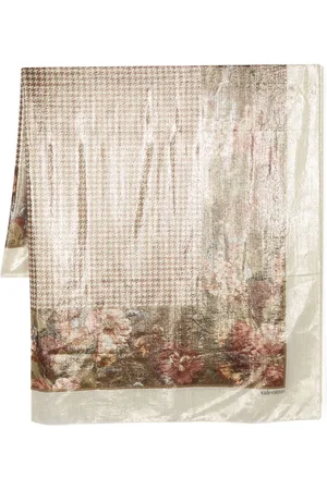 VALENTINO GARAVANI 1980s houndstooth-pattern metallic-threading scarf