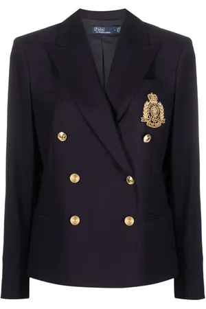 Ralph Lauren Crest-embroidered double-breasted blazer