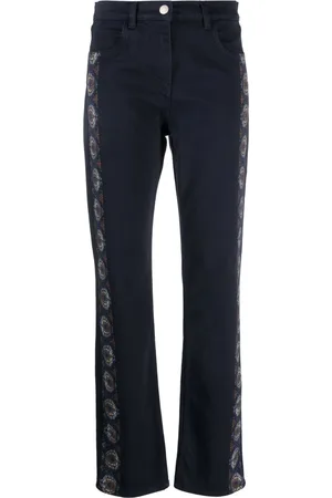 Etro Floral-stripes straight-leg jeans