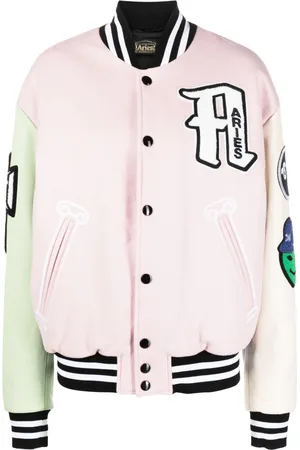 ARIES Logo-patch colour-block varsity jacket