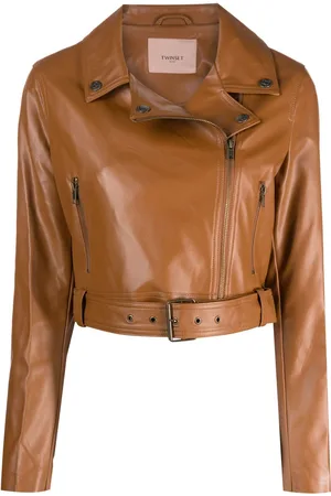 Twin-Set Zip-up faux-leather biker jacket