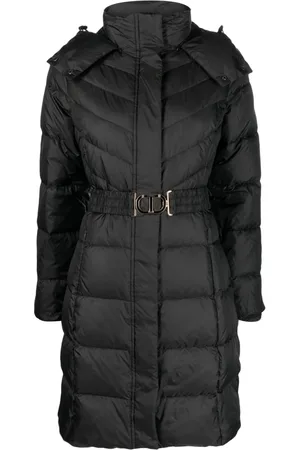Twin-Set Hooded belted puffer coat