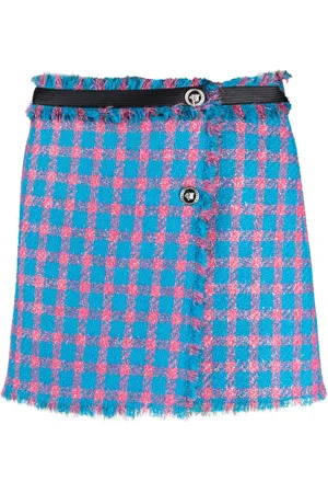 VERSACE Check-pattern tweed miniskirt