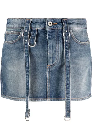 OFF-WHITE Logo-patch denim mini skirt