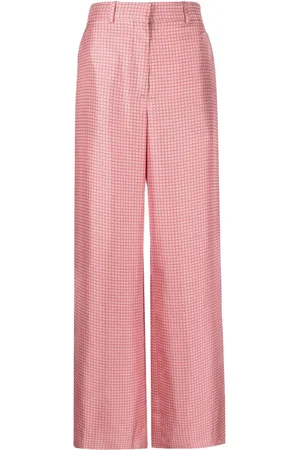 Lanvin Geometric-print wide-leg silk trousers