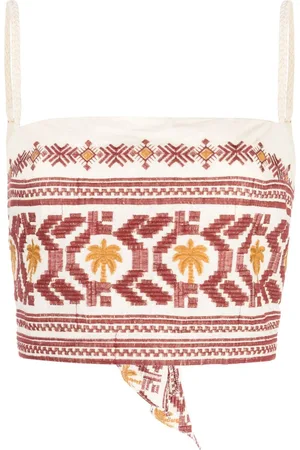 JOHANNA ORTIZ Embroidered cotton cropped top