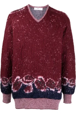 TOGA PULLA V-neck patterned intarsia-knit sweater