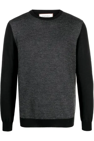 CANALI Crew-neck bi-colour wool jumper