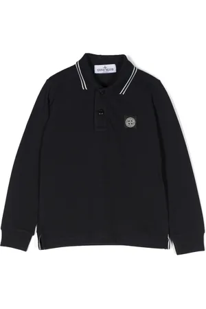 Stone Island Logo-patch long-sleeve polo shirt