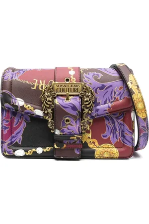 VERSACE Logo-engraved buckle shoulder bag