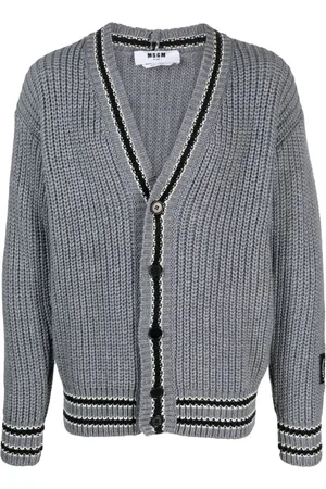 Msgm Striped-trim buttoned cardigan