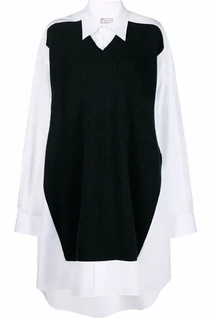 Maison Margiela Oversized jumper-panel shirt dress