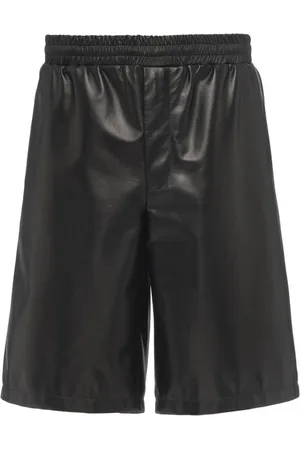Prada Triangle-logo leather Bermuda shorts