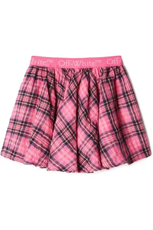 OFF-WHITE Bookish logo-waistband checked miniskirt