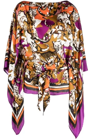 Roberto Cavalli Cheetah-print draped-sleeve kaftan