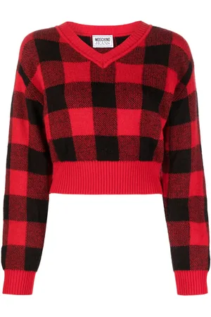 Moschino Check-pattern wool-blend jumper