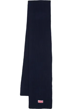 Kenzo Logo-patch ribbed-knit scarf