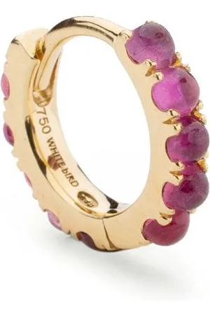 We by White Bird 18kt yellow Ismène ruby medium hoop earring