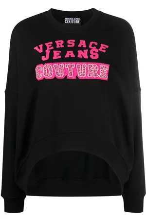 VERSACE Crystal-embellished logo-print sweatshirt