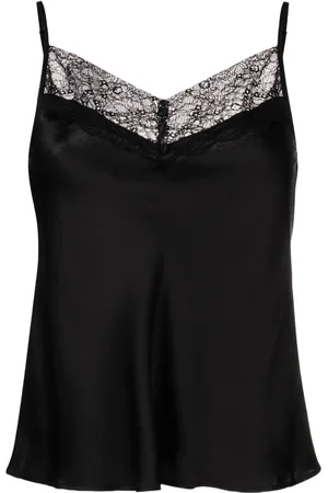 Maje Lace-trim silk top