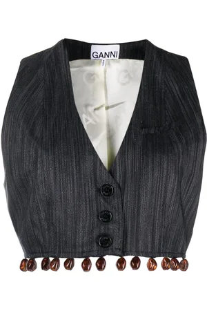 Ganni Bead-embellished striped vest
