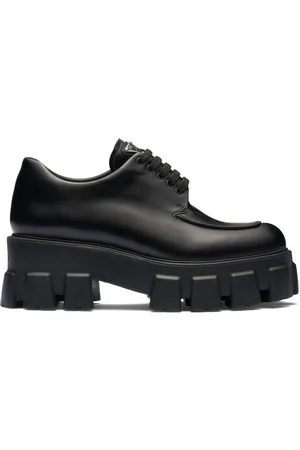 Prada Monolith brushed leather lace-up shoes
