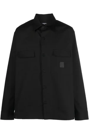 Balmain Logo-patch cotton shirt