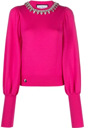 Philipp Plein Crystal-embellished wool knitted jumper