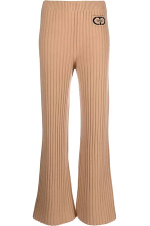 Twin-Set Logo-patch ribbed-knit trousers