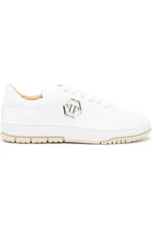 Philipp Plein Logo-plaque pebbled leather sneakers