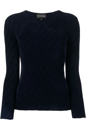 Emporio Armani Chevron-pattern round-neck jumper