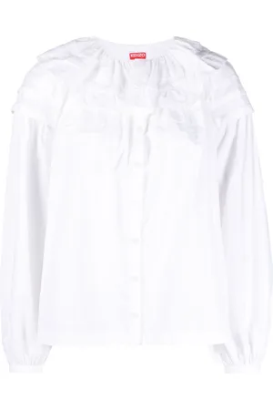 Kenzo Ruffled-collar long-sleeved cotton shirt