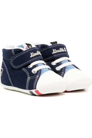 Miki House Embroidered-logo touch-strap sneakers