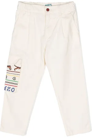Kenzo Logo-embroidered cotton trousers