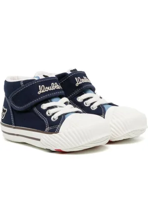 Miki House Embroidered-logo touch-strap sneakers