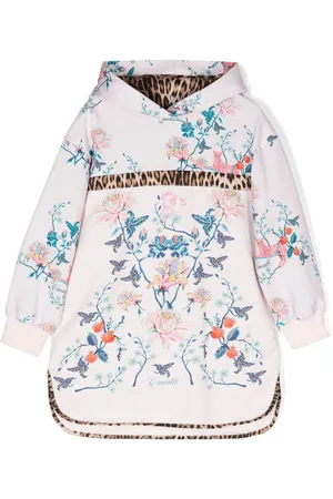 Roberto Cavalli Floral-print contrast-trim hoodie