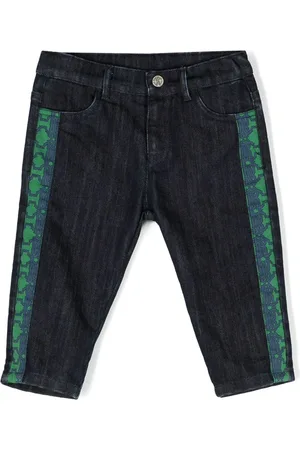 Roberto Cavalli Embroidered-logo panelled denim trousers