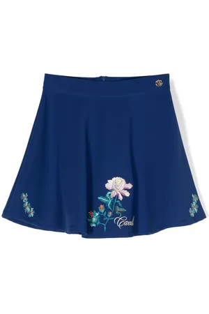 Roberto Cavalli Flower-embroidered short skirt