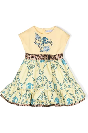 Roberto Cavalli Baroque-print layered cotton dress