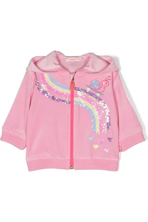Billieblush Sequin-embellished rainbow-stripe hoodie