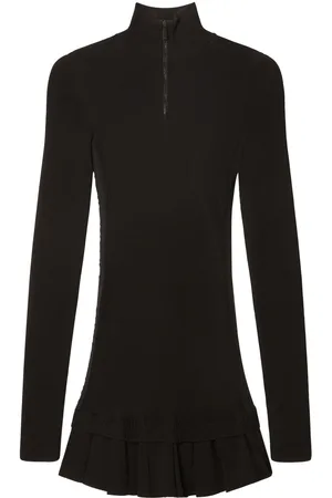 OFF-WHITE High-neck pleated knitted minidress