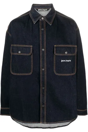 Palm Angels Logo-embroidered denim shirt