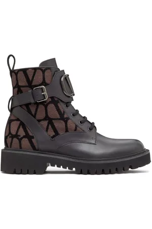 VALENTINO GARAVANI Toile Iconographe 35mm leather boots