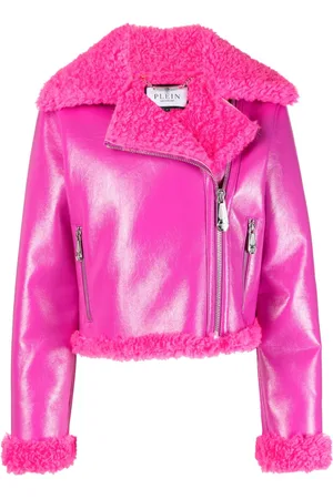 Philipp Plein Faux shearling-trim biker jacket