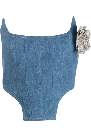 GIUSEPPE DI MORABITO Floral-appliqué denim corset