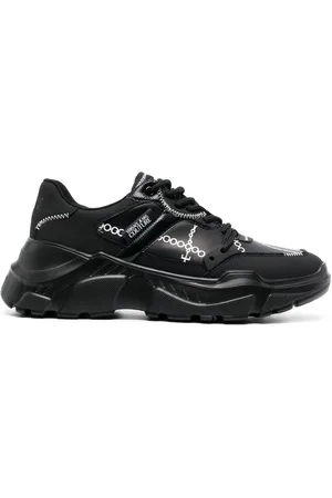 VERSACE Chain-link print leather sneakers